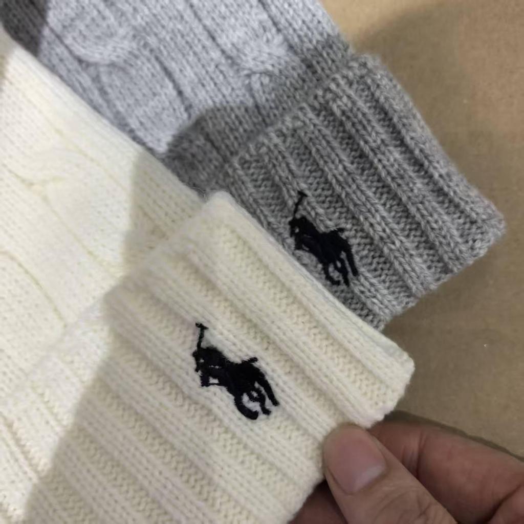 Unisex vlněná čepice s výšivkou loga RL koně - Teplá, silná, podzim/zima