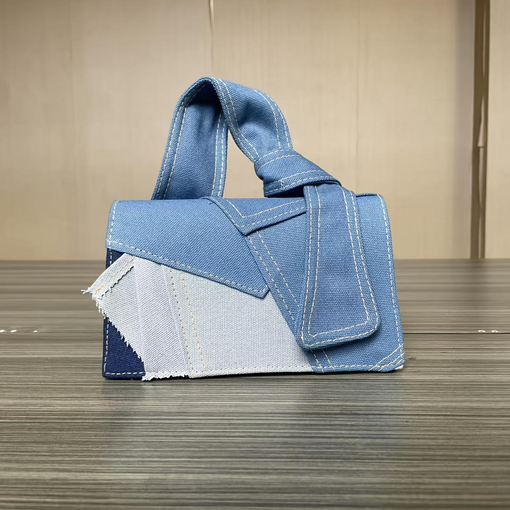 Women'S Vintage Patchwork Mini Handbag Distressed Washed Color Durable Polyester Large Capacity for Travel, Shopping & Casual