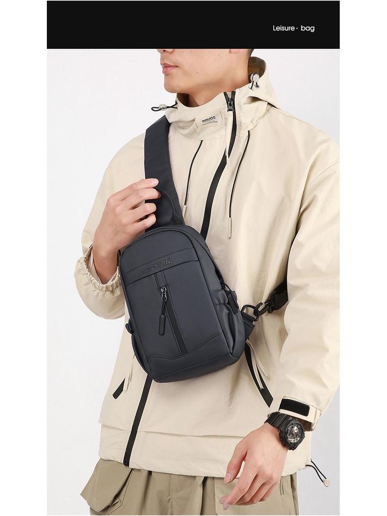 Trendy Men's Multifunctional Water-Repellent Crossbody Chest Bag and Backpack