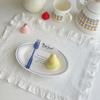Retro Soft Ruffle Placemats Round Square Cloth Napkins French Cotton Western Food Mats Table Decor