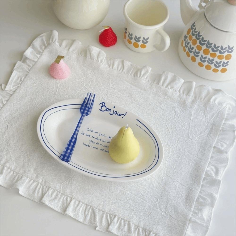 Retro Soft Ruffle Placemats Round Square Cloth Napkins French Cotton Western Food Mats Table Decor
