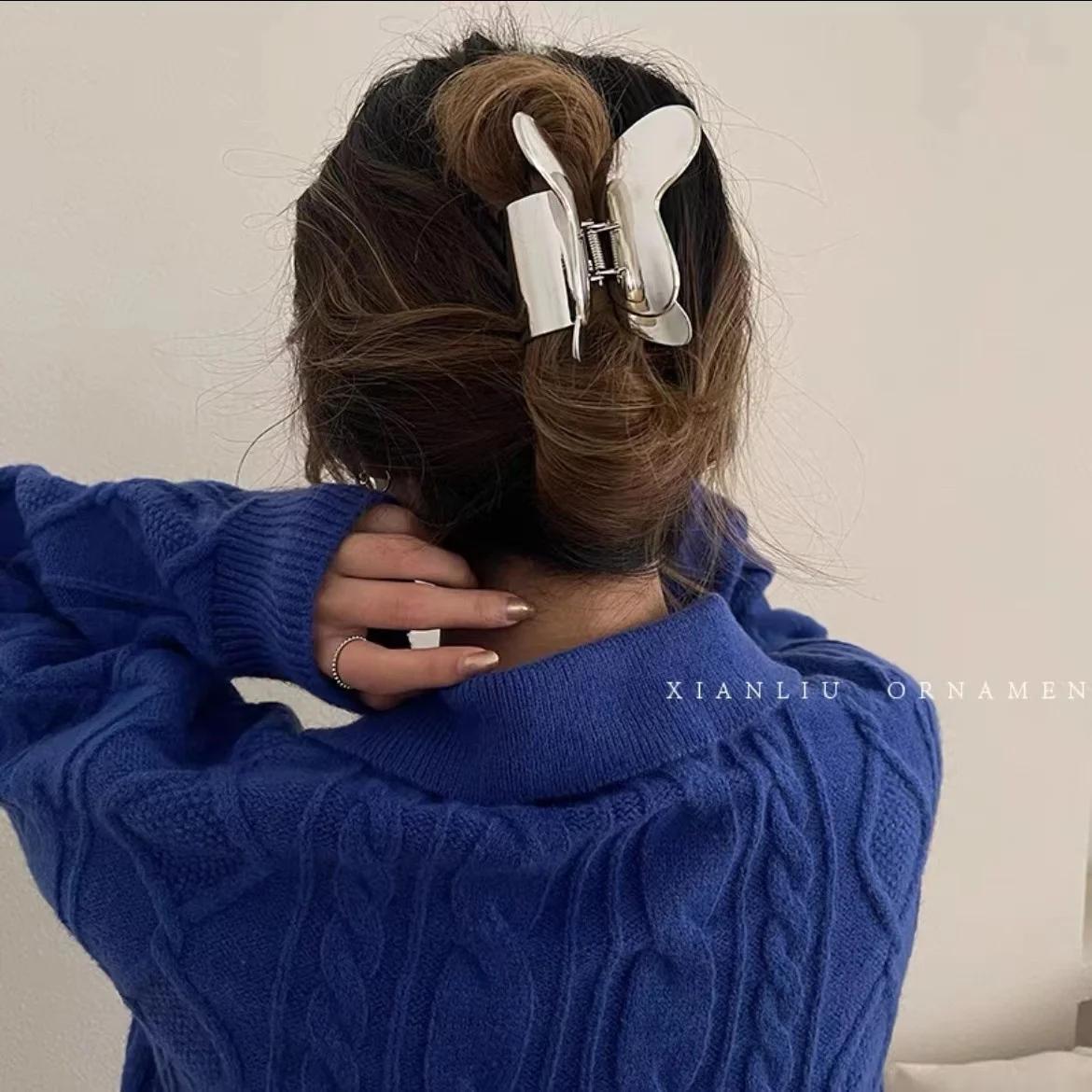 

Корейский выпуск модный большой бант заколка для волос красочные шпильки аксессуары для волос девушки высококачественные элегантные заколки в форме акулы серебряный