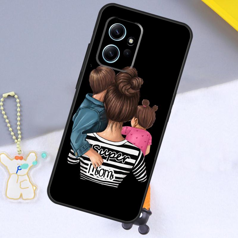 Super Dad Mom Baby Girl Twin Case For Xiaomi Redmi Note 12 9 10 11 Pro 12S 9S 10S 11S Cover For Redmi 12 13C 12C 9C 10C