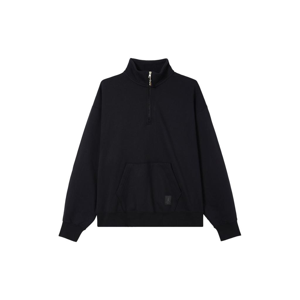 Jordan Solid Color High Collar Loose Pullover Long Sleeve Sweatshirt Women Tops Black FD7222-010