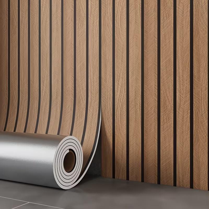 Thickened Faux Grille Self-Adhesive Fluted Panel Wallpaper Waterproof MoistureProof Home Accent Wall Renovation Sticker