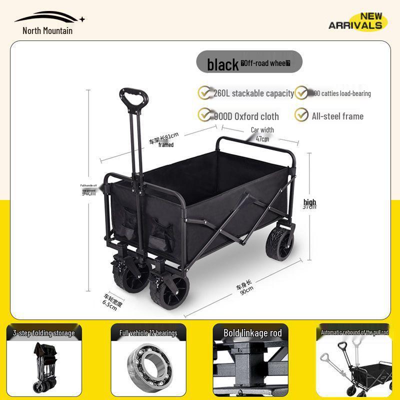 Faltbarer Outdoor-Camping-Handwagen und Picknick-Trolley