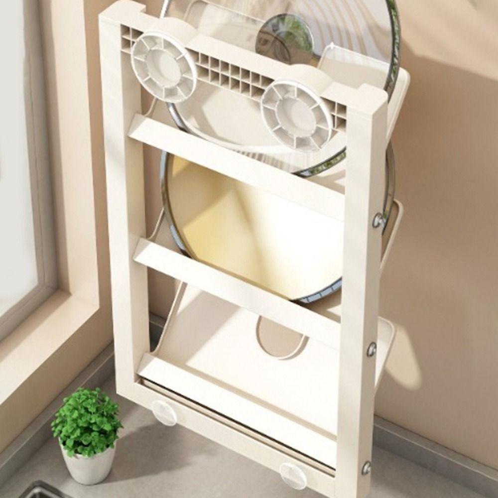 Wall Mounted Cutting Board Holder Punch-Free Pot Lids Holder Chopping Board Rack for Home
