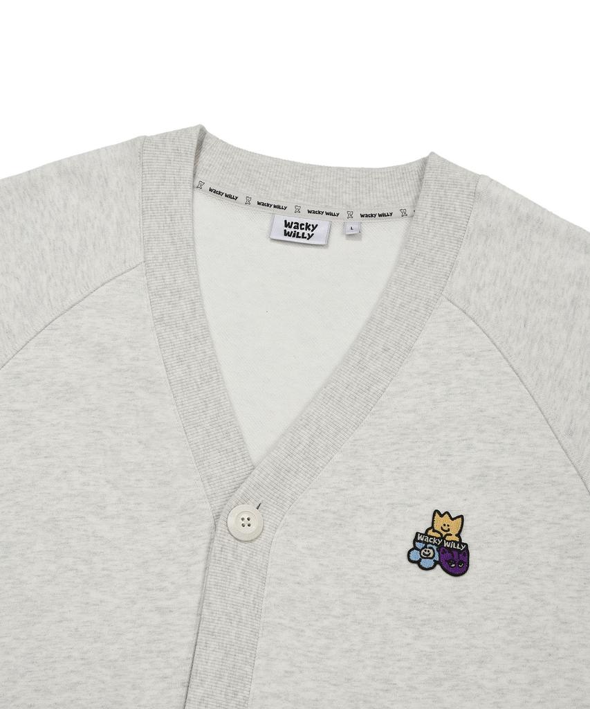 Wacky Willy V-Neck Cardigan Light Gray