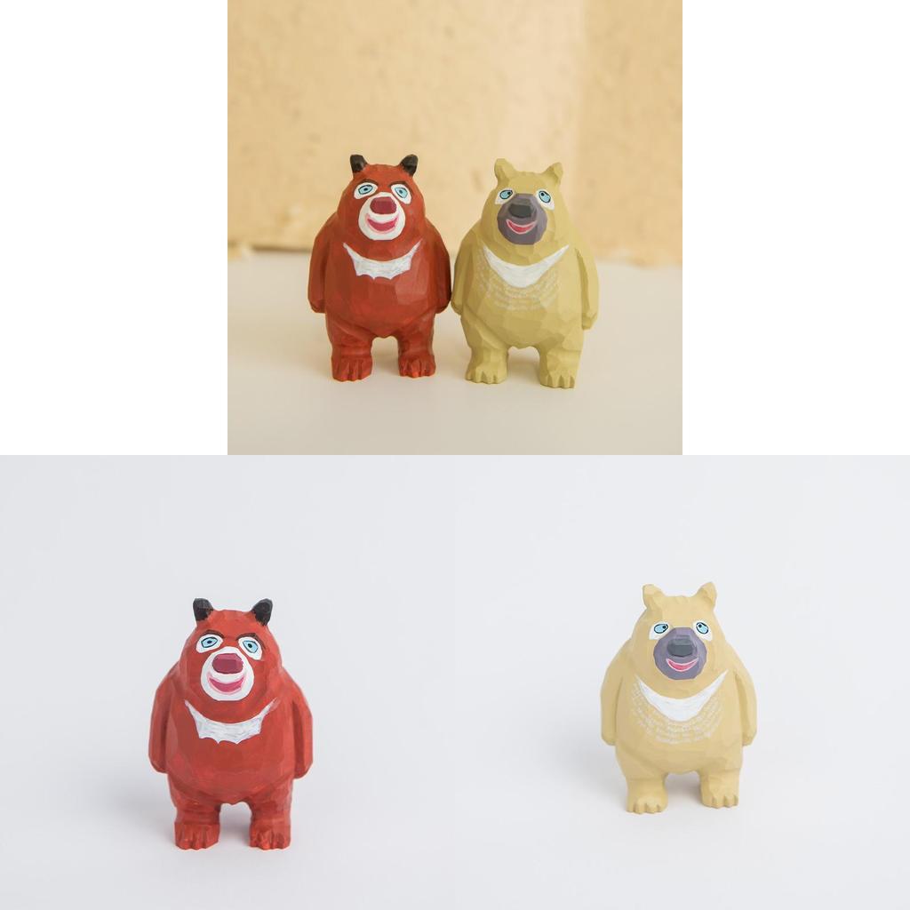 Wooden Craft Bear Big And Bear Second Decorative Figurines Home Office Car Decor Gift For Friends
