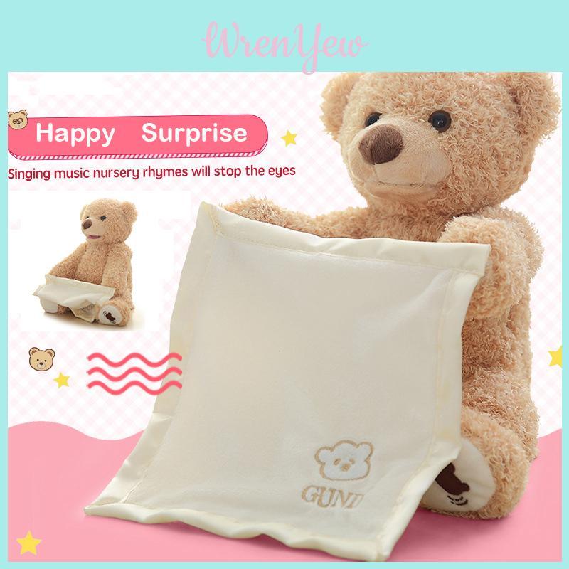 Premium Quality Funny Peek A Boo Teddy Bear Soft Toy With Interactive Blanket For Toddlers