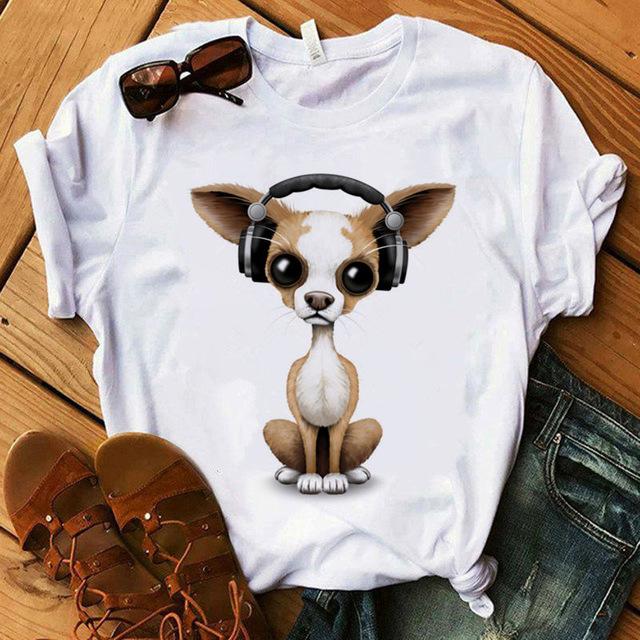 Stampa Mamma Chihuahua T-shirt da Donna Estate Nuova Moda T-shirt Divertente Design Cane Bella Ragazza T-shirt Tee Shirt Femme