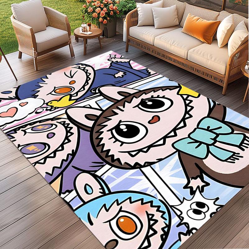 Labubu Print Rug, Washable Floor Carpet, For Entryway Dorm Laundry Room Office Study, Home Decor Birthday Christmas Gift