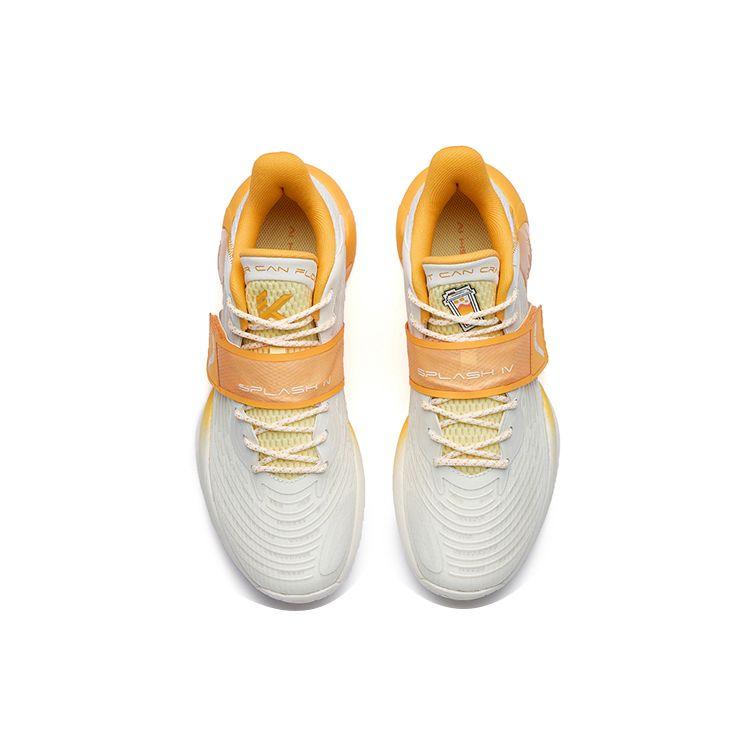 Anta Water Flower 4 Nitrogen Technology Non-Slip Wear-Resistant Low-Top Basketball Shoes Men Sneaker White Yellow 112231109-3