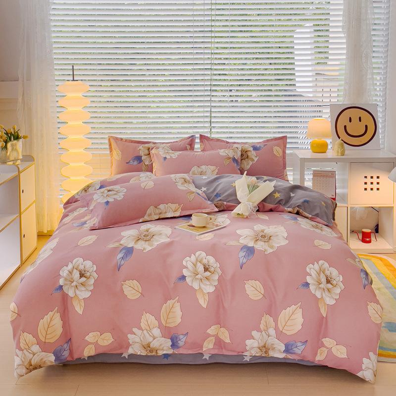 Skin-friendly Cotton Plant Cashmere Thickened Sanded Four-piece Bedding Set Dormitory Three-piece Set Bed Sheet Quilt Cover