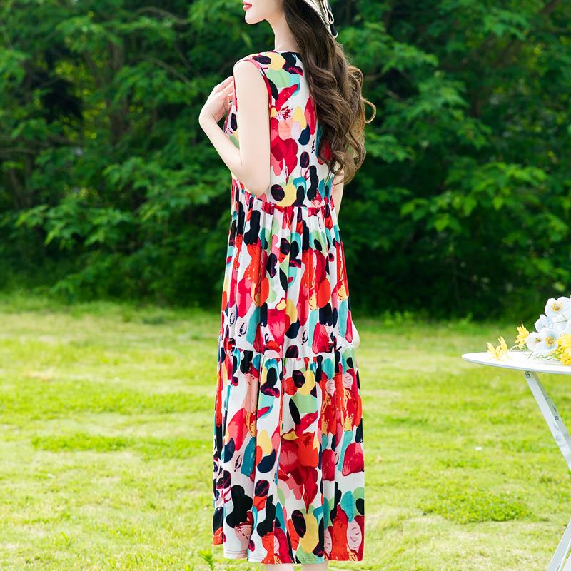 Summer Sleeveless Dresses for Women Vintage Clothes Loose Plus Size Elegant Long Dress