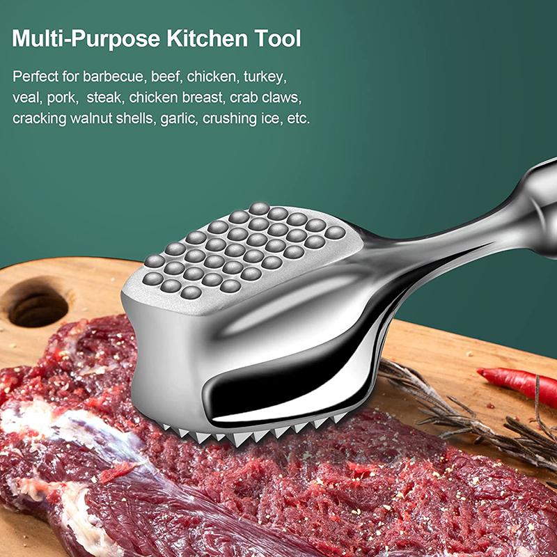304 Stainless Steel Meat Tenderizer Hammer Mallet Heavy-Duty Chicken Meat Pounder with Non-Slip Grip Handle - Kitchen Tools 4