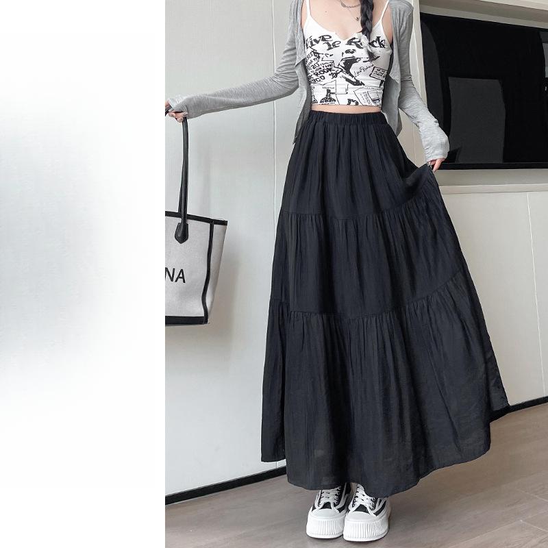 

Розовая юбка Женская весенне-осенняя новая длинная юбка с высокой талией и тонкая средней длины А-силуэта Юбка-маленький торт XL