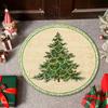 Christmas Floor Mat Round Santa Claus Xmas Area Rug Anti-Slip Absorbent Gingerbread Man Carpet for Festive Home Entrance Living Room Decor