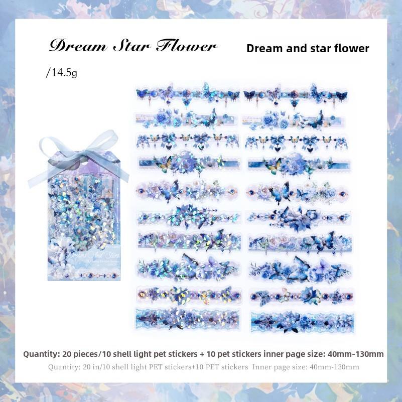 Journamm 20 Stück/Packung Spitze Blume Schmetterling Lang PET-Aufkleber DIY Collage Zubehör Kreative Dekoration Schreibwaren Ästhetische Aufkleber