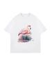 Oversized T Shirt Black Flamingo Print Summer Casual Wear
