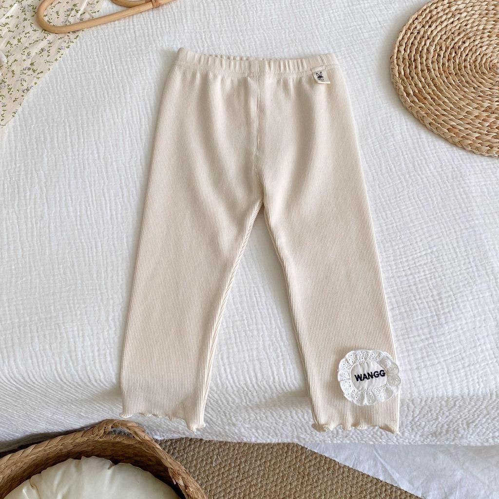 2025 New Autumn Style Toddler Girls' Solid Color Foot-Patched Leggings: Fashionable and Versatile Outerwear Pants