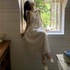 Temperament medium and long dress small fragrant French suspender chiffon dress women's summer new seaside beach vacation skirt