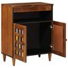 Sideboard with Storage Walnut Finish 60 X 33 X 75 Cm Solid Mango Wood
