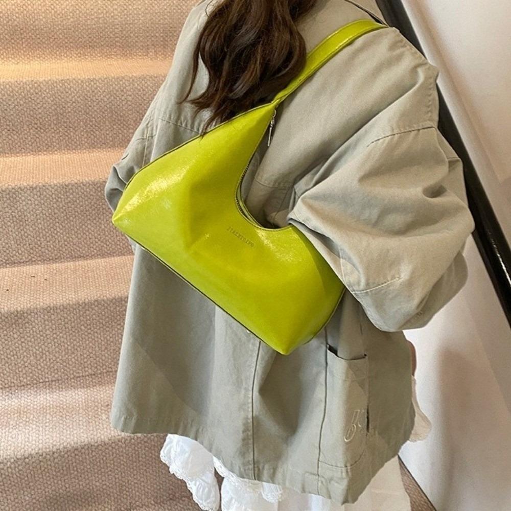 Large Capacity Underarm Bag Solid Color PU Leather Shoulder Bag Soft Women Hobo Bag Gift