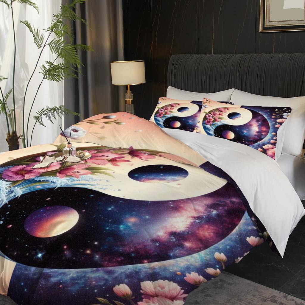 Tai Chi pattern 3D printed down duvet cover set, soft and comfortable bedding set, duvet cover pillowcase set