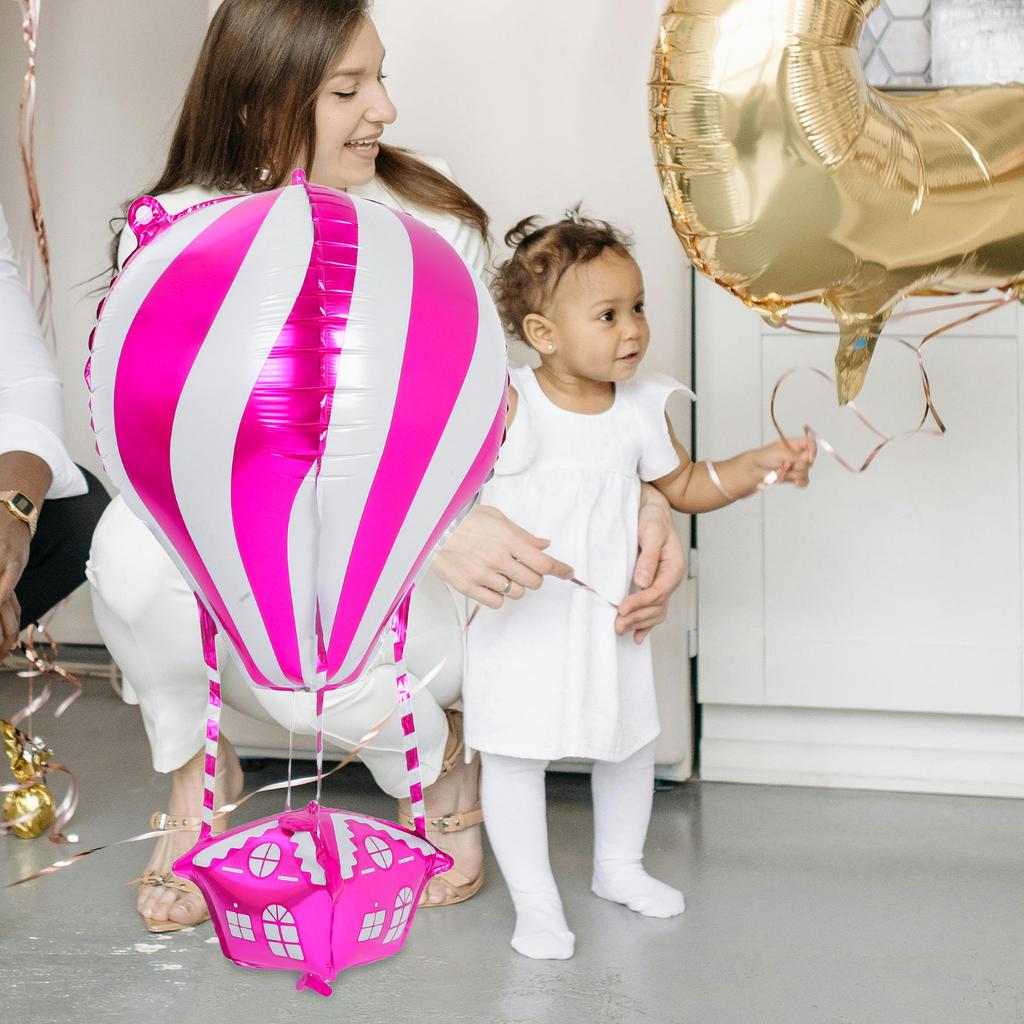 4Pcs Hot Air Balloon Shaped Aluminum Foil Balloon Vibrant 4D Design Reusable Party Decoration Birthday Wedding Festive Event