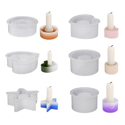 Runde Herz Stern Epoxidharzform Handgemachte Kerzenhalter Silikonform DIY Gips Basteln Tisch Ornament Werkzeug Antihaft