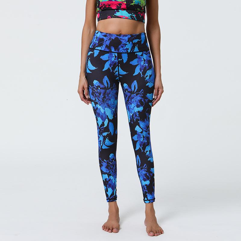 New yoga pants high waist hip lift printed leggings women's summer sports fitness pants thin