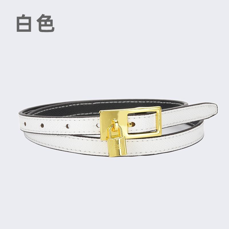 

Four Seasons Available New Belt Women S Fashion Cowhide Belt Lock Head Needle Buckle Free Adjustable Pants Bag Versatile Thin Belt 105cm