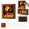 Halloween Glass Night Light with Witch Hat and Pumpkin Design, Glowing Po with Button Battery, Home Decor