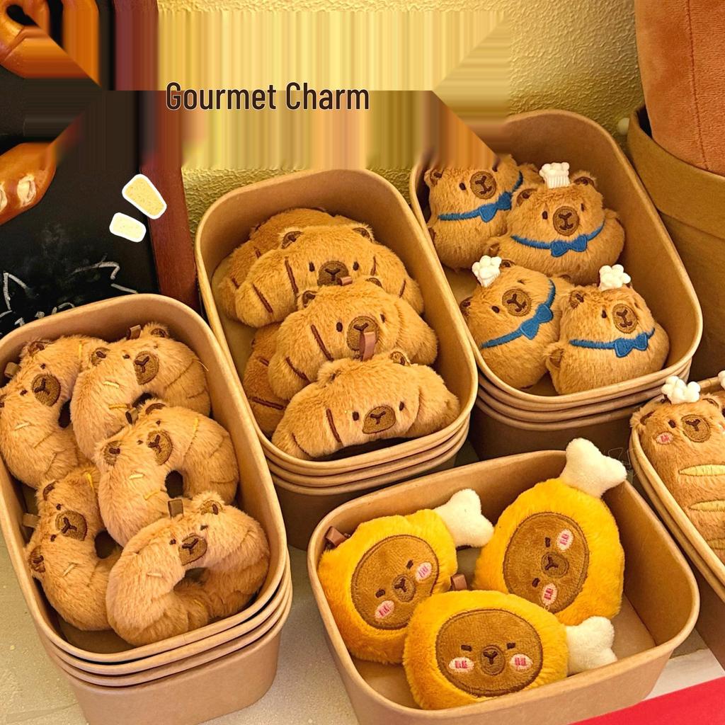 Creative Food Pendant Girl Cartoon Capybara Plush Doll Bread Charm Decoration Accessory