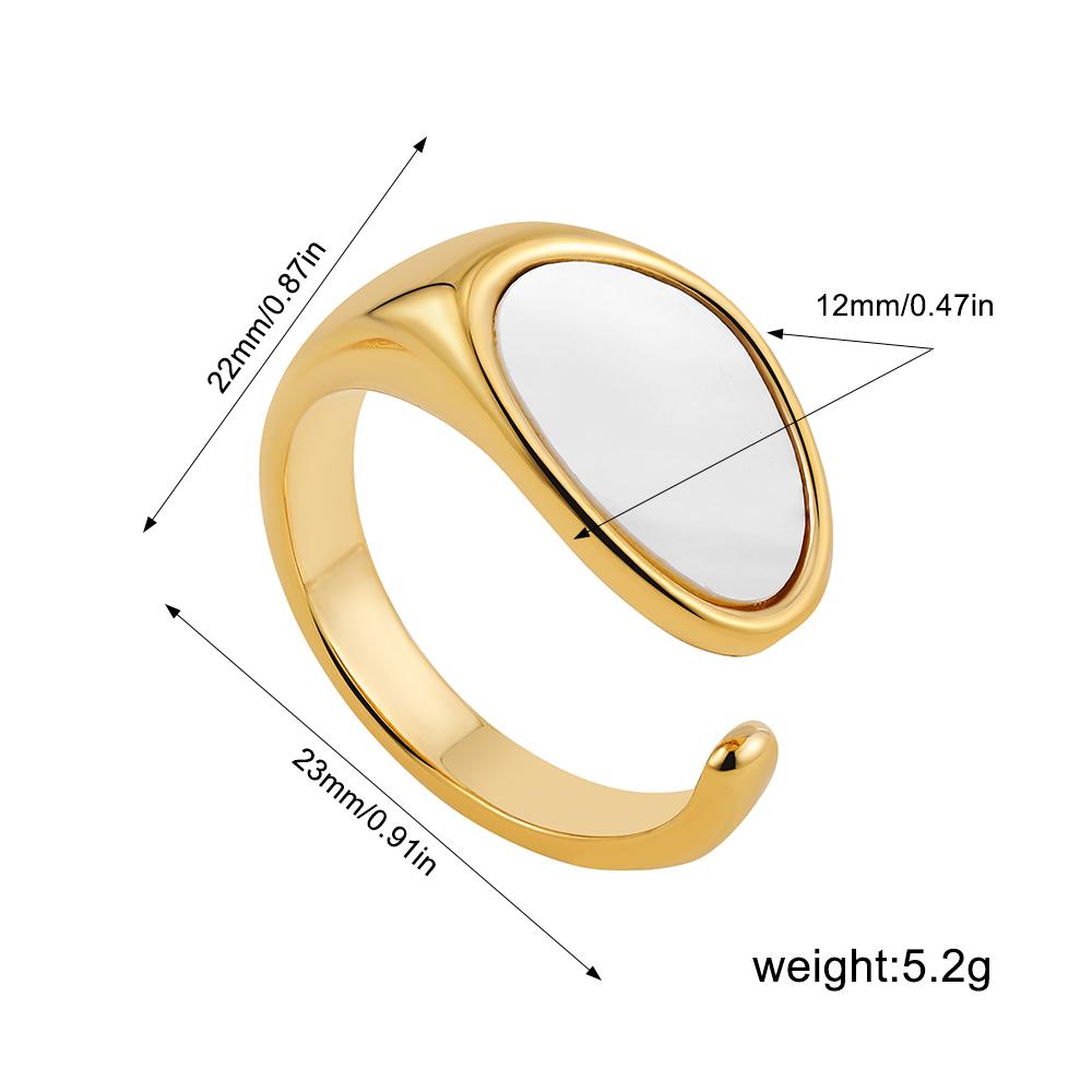 Elegante Weiße Muschel Runde Geometrische Ringe für Damen Vintage Gold Offener Fingerring Hochzeits Statement Schmuck Party Geschenk