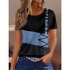 Summer Women's Clothing Simple Line Printing Ladies T-shirt Round Neck Short Sleeve Street Casual Daily Basic Tops