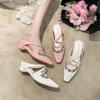 2025 Summer New Pearl Rhinestone Inside Heightening Slippers Women's Shoes