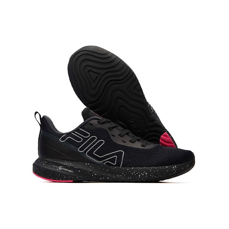Fila Athletics Comfortable Fabric Shock Absorbing Durable Breathable Low Top Running Shoes Women Sneaker Black Silver A12W112205FBS