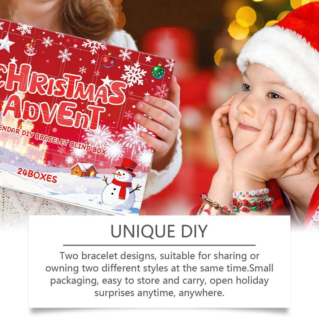 24 Countdown Calendar Advent Surprise Blind Box Set Christmas Charms Bracelet Set DIY Creative Ornaments Christmas Child Gifts