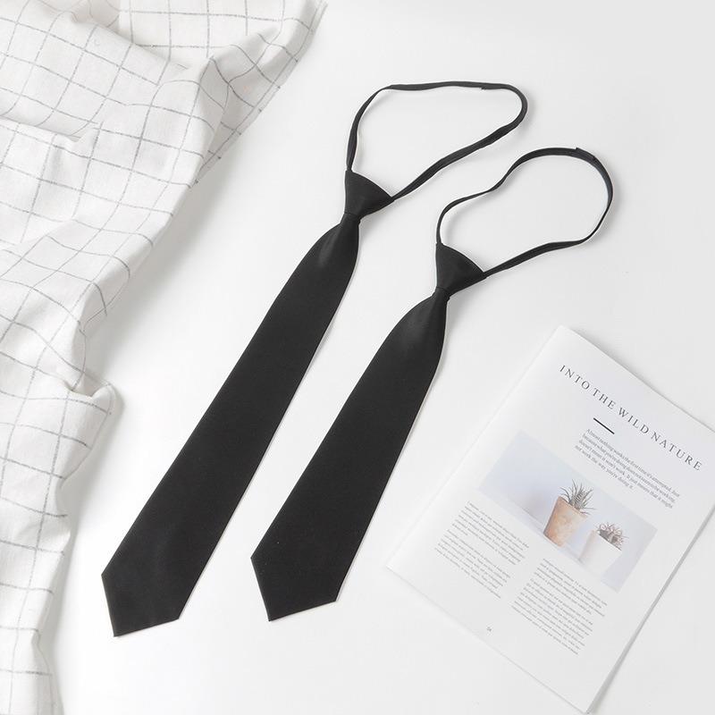 Black Lazy Zipper Tie Men's Business Dress Work Professional Tie Team Performance Studio Shirt Accessories