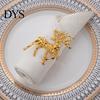 Gold Napkin Holders Christmas Deer Ring, Faceted Metal Elk Holder, Reusable Western Style Tableware Ring for Xmas Holiday Wedding Receptions