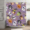 Halloween-themed Shower Curtain with Cute Cartoon Print Purple Color Suitable for Bathroom Decor Accessories (PU420)