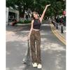 New Fashion Leopard Print Retro Women's Pants Elegant Casual Wide-leg High Street Straight Jeans Spring Autumn Casual Long Pants Loose Trousers 2215