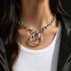 European and American Retro Atmospheric Geometric Double-layer Ring Necklace Atmospheric Elegant Avant-garde Retro Necklace