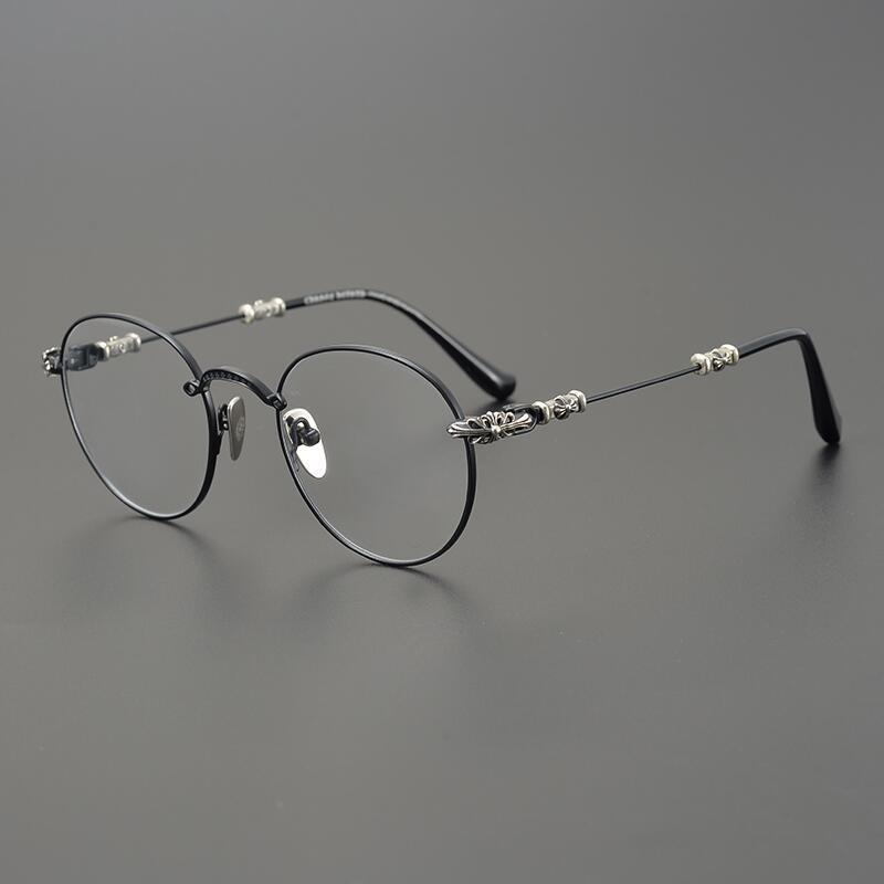 Handmade CHAR trendy and versatile glasses frame, ultra-light pure titanium retro round frame with anti-blue light myopia frame for men and women