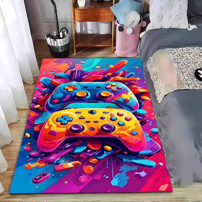 Colorful Gaming Controllers Carpet with Vibrant Abstract Design Suitable for Use As an Anti-slip for Living Room Bedroom Sofas