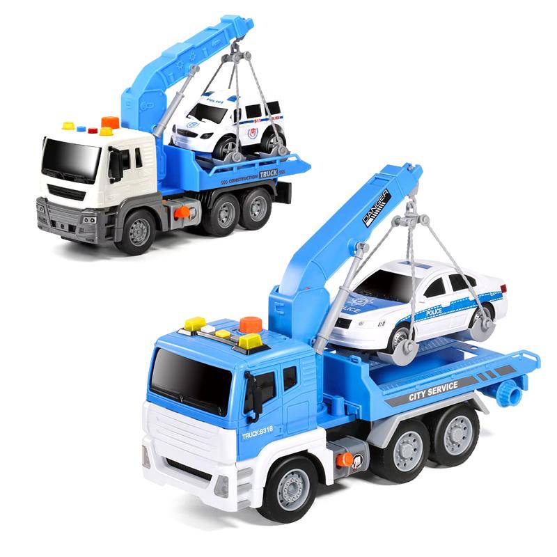 Children's Trailer Toy Transport Flatbed Truck Large Crane Crane Road Rescue Car Boy Car Toy Birthday Gift