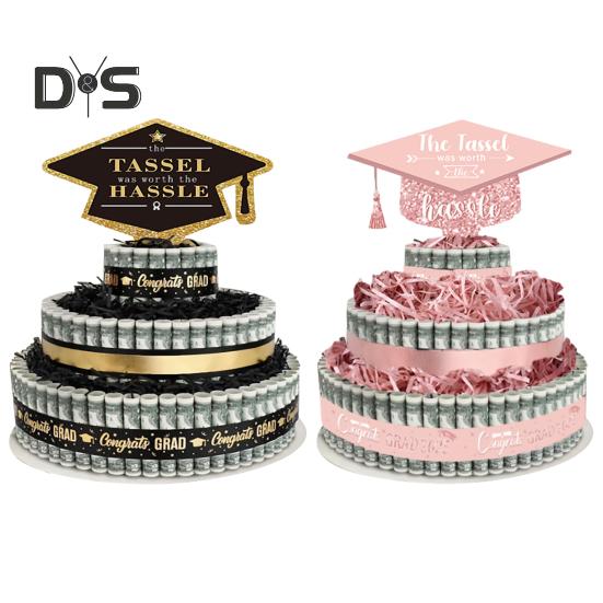 Dárky k promoci 2025 Třípatrový dort plný hotovosti Dekorace k promoci pro chlapce a dívky Střední škola Vysoká škola Potřeby na promoční párty