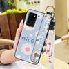 Waterproof Durable Phone Case For Oukitel C21 Wristband Wrist Strap Shockproof Silicone Kickstand Protective Ring Flower